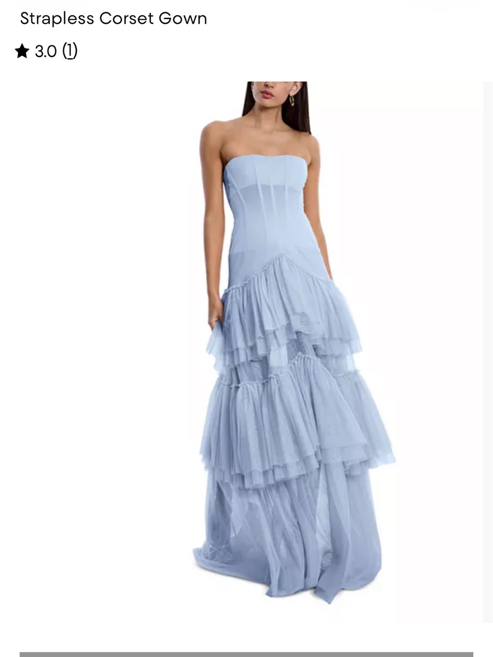 BCBGMaxAzria Strapless Tiered Tulle Gown in Light Blue